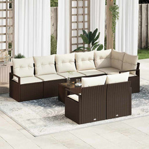 vidaXL Salon de jardin 9 pcs Marron Résine tressée
