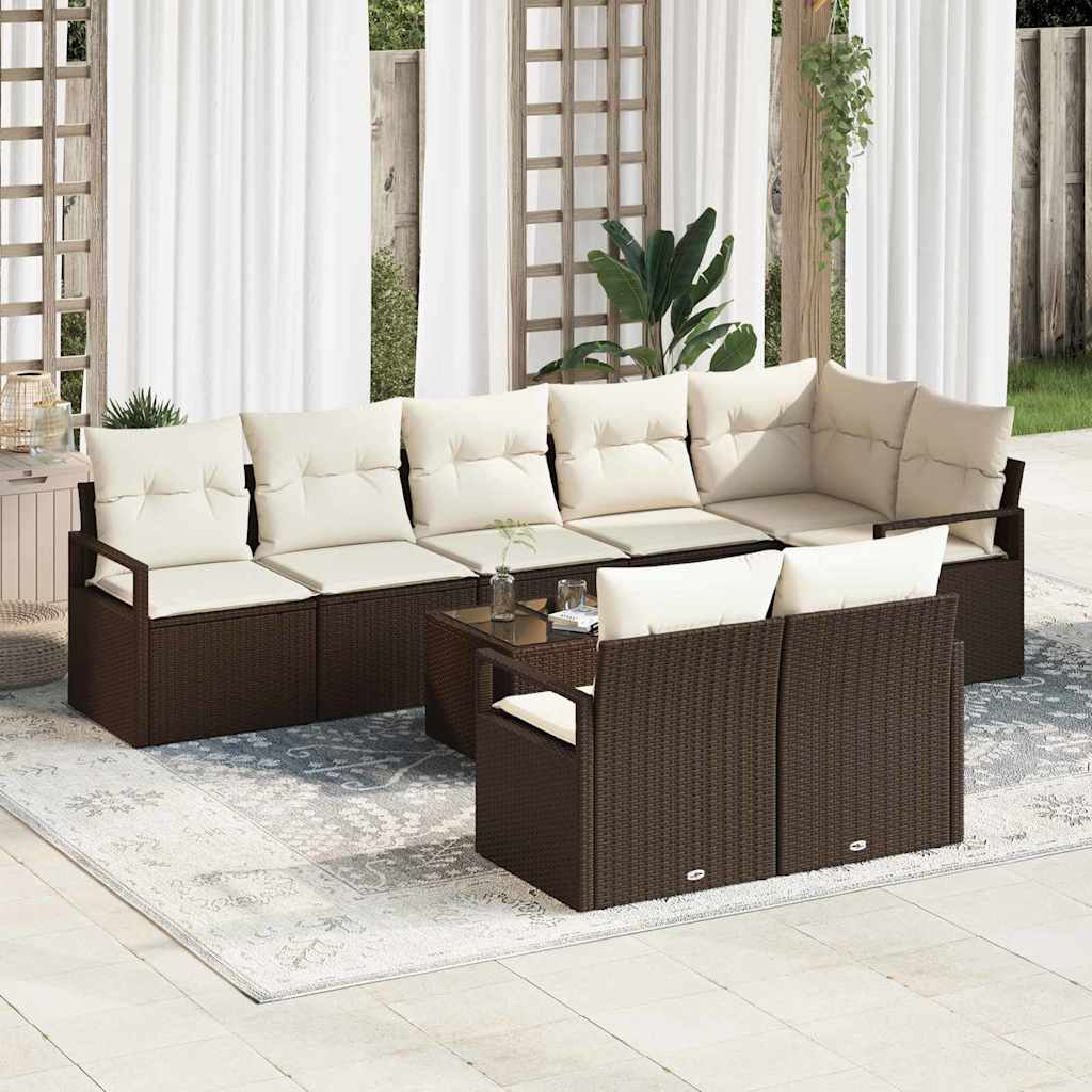 vidaXL Salon de jardin 9 pcs Marron Résine tressée