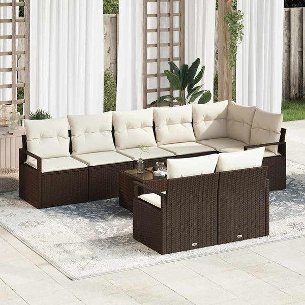 vidaXL Salon de jardin 9 pcs Marron Résine tressée