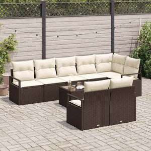 vidaXL Salon de jardin 9 pcs Marron Résine tressée