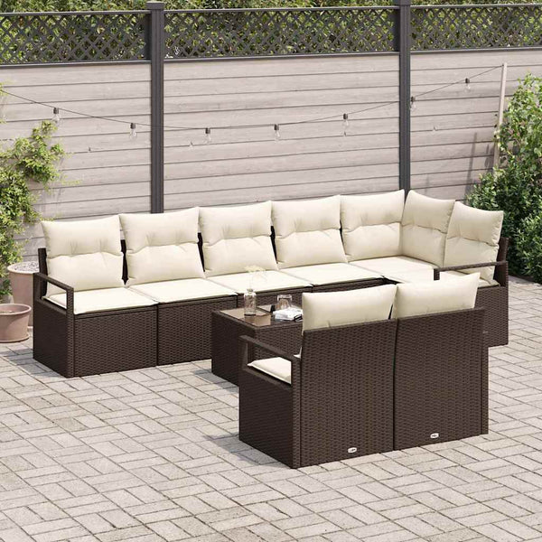 vidaXL Salon de jardin 9 pcs Marron Résine tressée