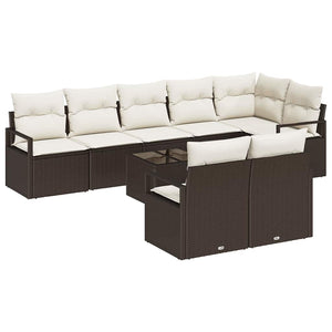 vidaXL Salon de jardin 9 pcs Marron Résine tressée