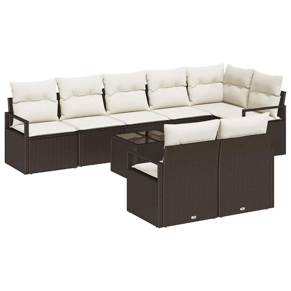 vidaXL Salon de jardin 9 pcs Marron Résine tressée