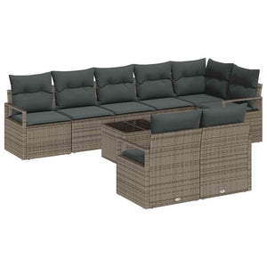 Graues Poly-Rattan Sofa Set, 9-teilig