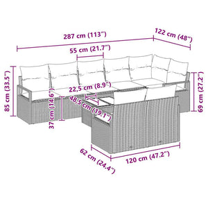 Graues Poly-Rattan Sofa Set, 9-teilig
