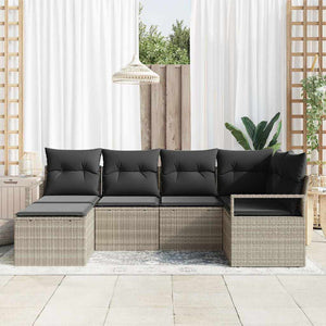 6-teiliges Sofa-Set Hellgrau Poly-Rattan