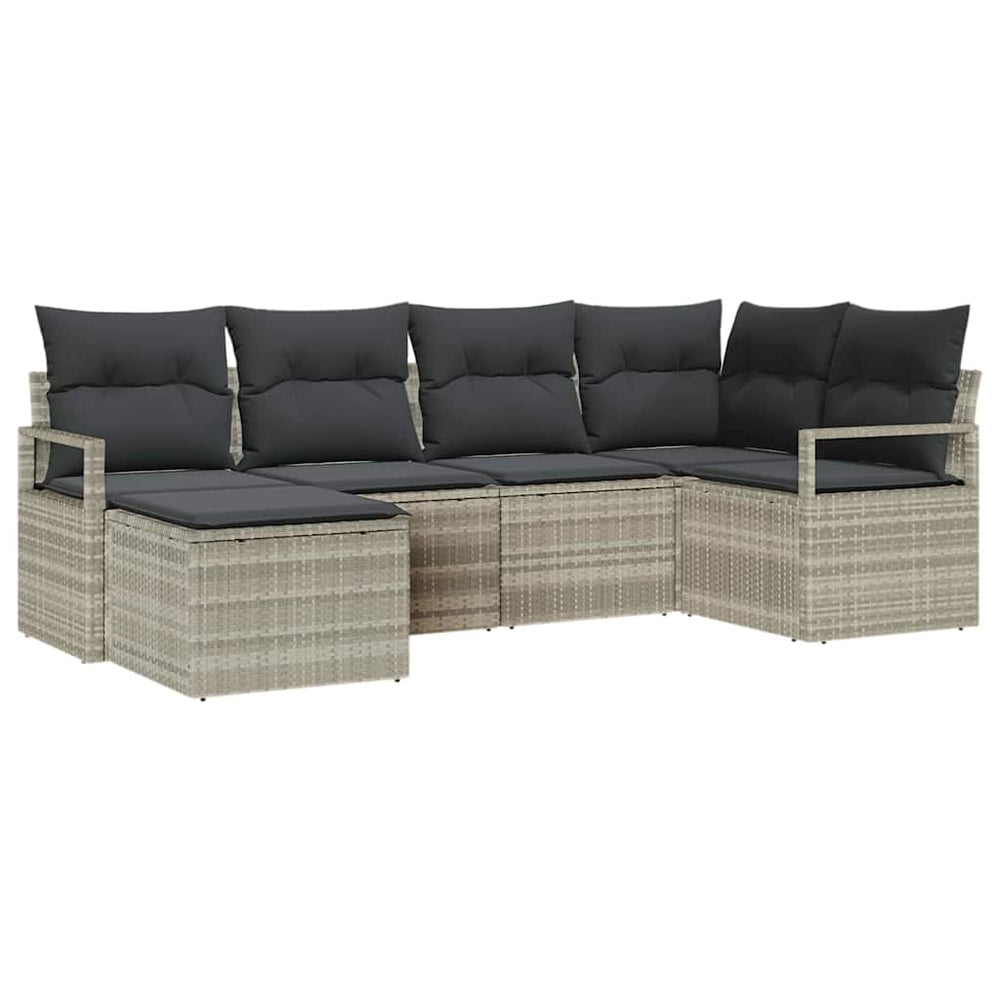 6-teiliges Sofa-Set Hellgrau Poly-Rattan