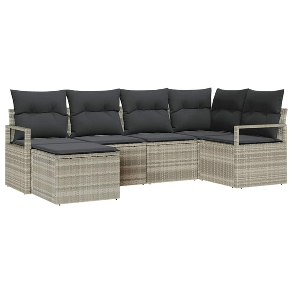 6-teiliges Sofa-Set Hellgrau Poly-Rattan