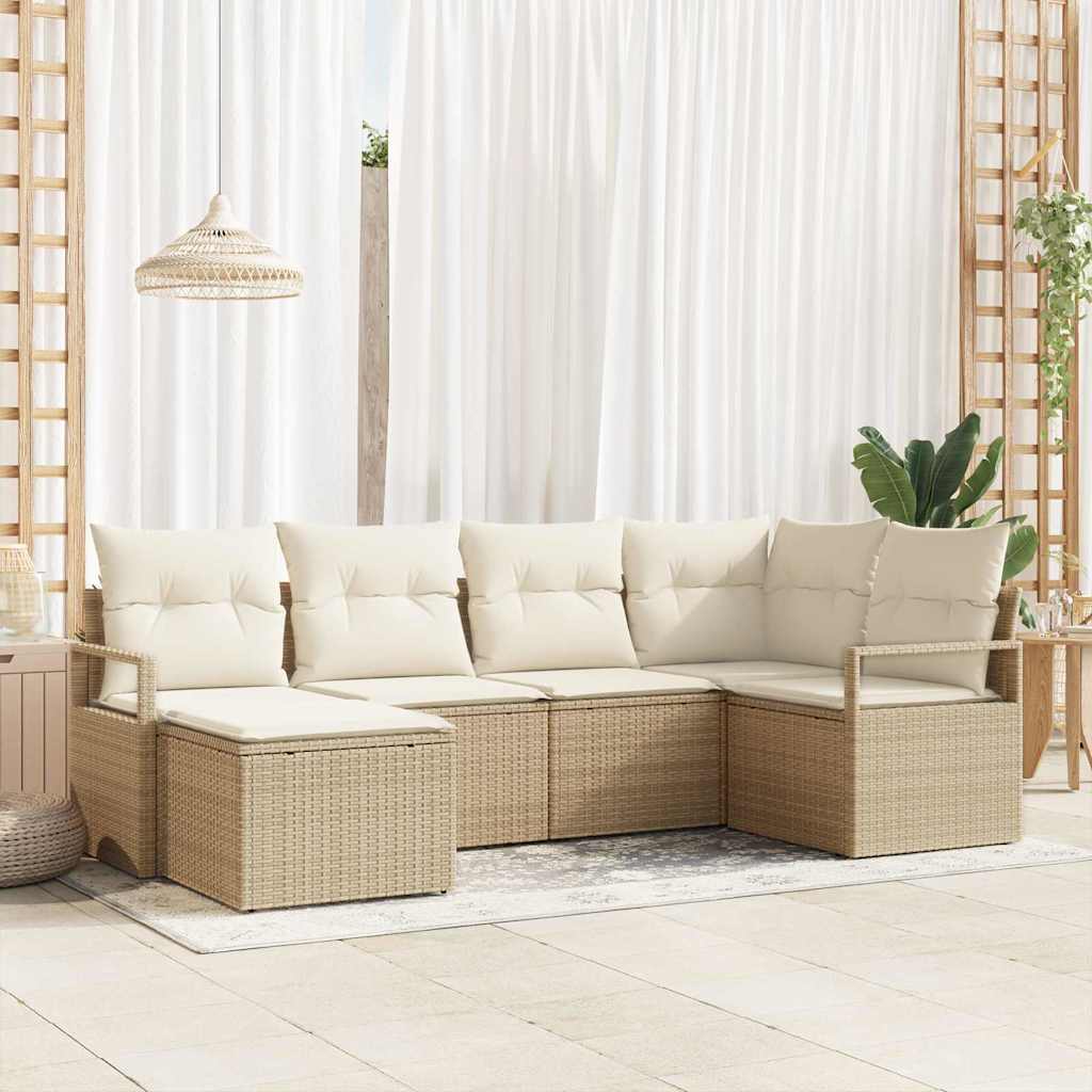 8-teiliges Sofa-Set Beige Poly-Rattan