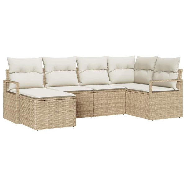 8-teiliges Sofa-Set Beige Poly-Rattan