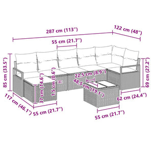 8-teiliges Sofa-Set Beige Poly-Rattan