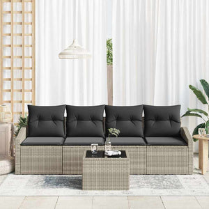vidaXL Ensemble de canapés avec coussins 5 pcs Gris clair résine tressée