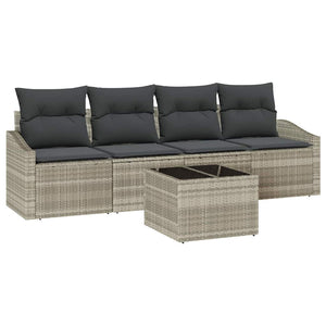 vidaXL Ensemble de canapés avec coussins 5 pcs Gris clair résine tressée