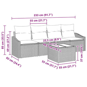 vidaXL Ensemble de canapés avec coussins 5 pcs Gris clair résine tressée