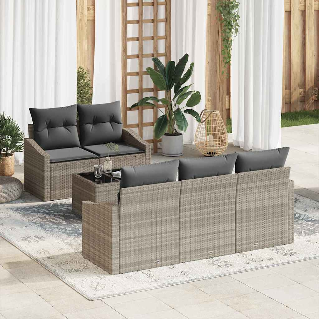Poly Rattan Sofa Set Hellgrau 6-teilig