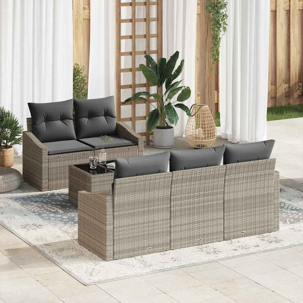 Poly Rattan Sofa Set Hellgrau 6-teilig