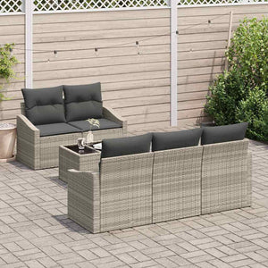 Poly Rattan Sofa Set Hellgrau 6-teilig