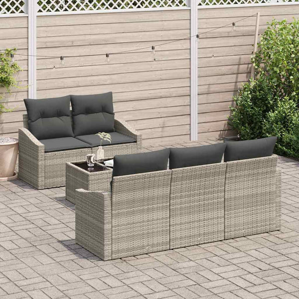 Poly Rattan Sofa Set Hellgrau 6-teilig
