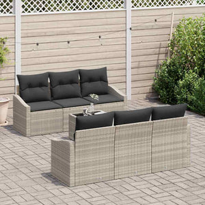 Hellgraues Poly Rattan Sofa Set 7-teilig