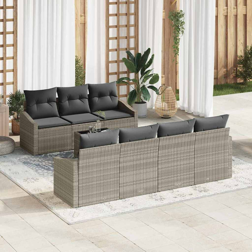 vidaXL Salon de jardin avec coussins 8 pcs Gris clair résine tressée