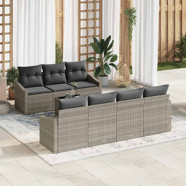 vidaXL Salon de jardin avec coussins 8 pcs Gris clair résine tressée