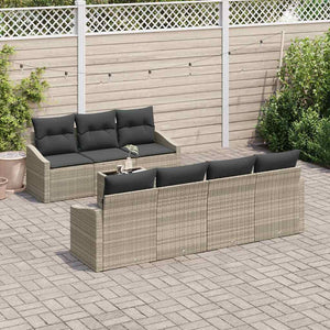 vidaXL Salon de jardin avec coussins 8 pcs Gris clair résine tressée