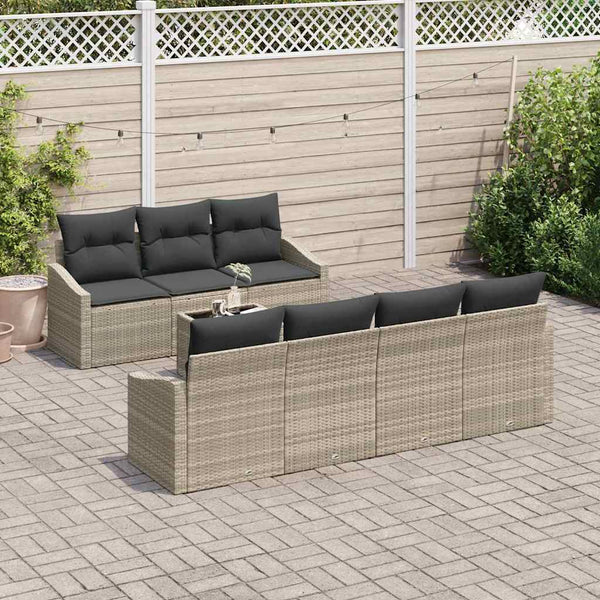 vidaXL Salon de jardin avec coussins 8 pcs Gris clair résine tressée
