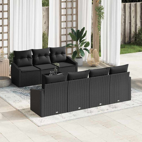 Poly Rattan Sofa Set Schwarz 8-teilig