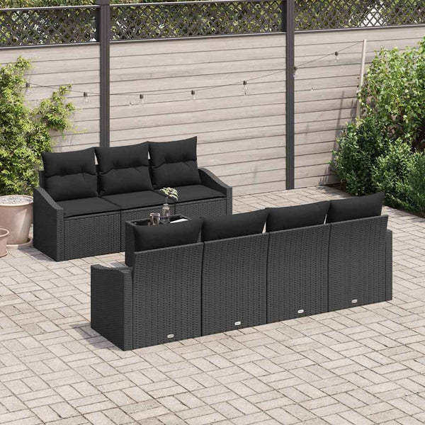Poly Rattan Sofa Set Schwarz 8-teilig