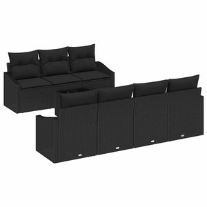 Poly Rattan Sofa Set Schwarz 8-teilig