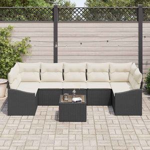 Schwarz-Creme Poly Rattan Sofa Set