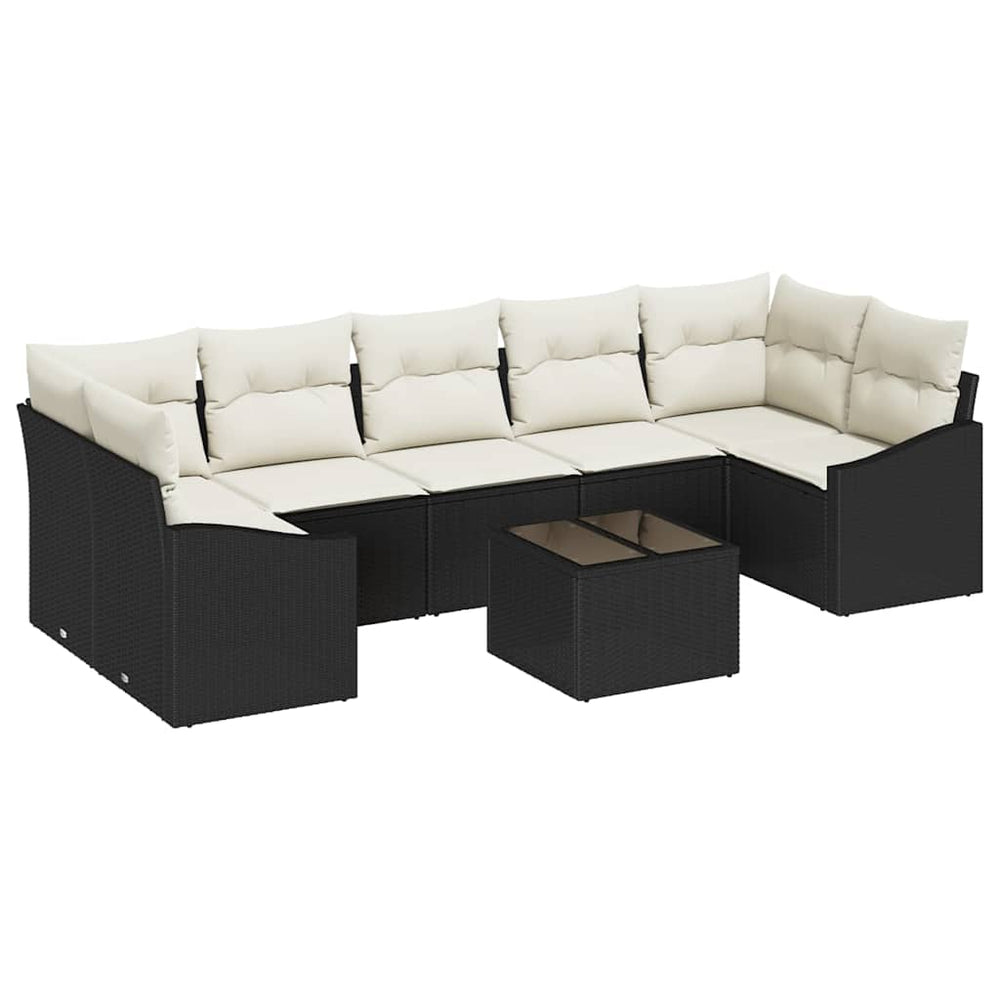 vidaXL Sofa Set Black and Cream 55 x 55 x 37 cm Poly Rattan