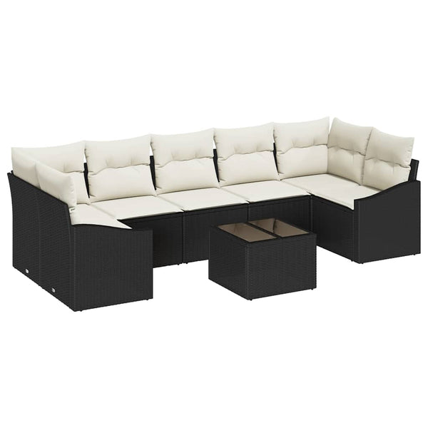 Schwarz-Creme Poly Rattan Sofa Set