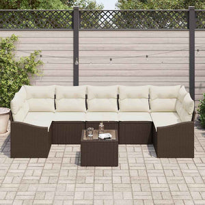 Poly Rattan Sofa Set Braun/Creme