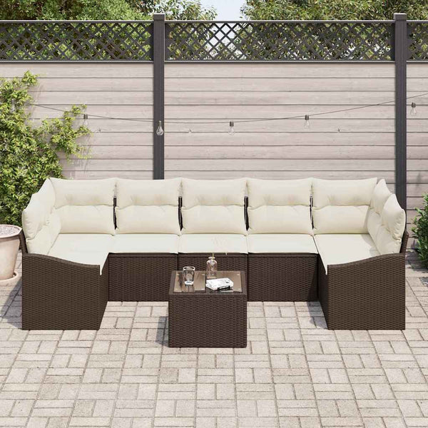 Poly Rattan Sofa Set Braun/Creme