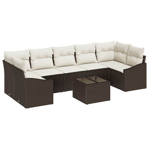 Poly Rattan Sofa Set Braun/Creme