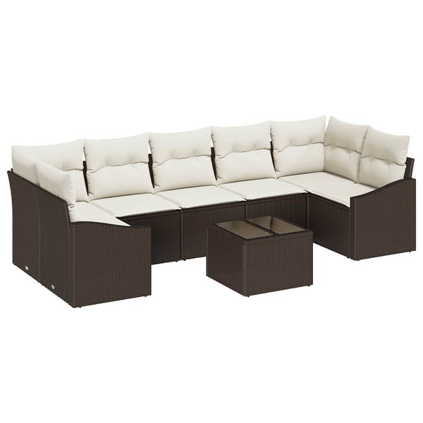 Poly Rattan Sofa Set Braun/Creme