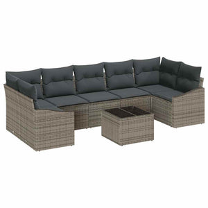 Graues Poly Rattan Sofa Set mit Kissen