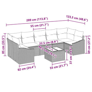 Graues Poly Rattan Sofa Set mit Kissen