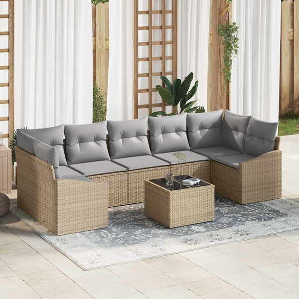 vidaXL Ensemble de canapés beige et gris clair 55 x 55 x 37 cm en résine tressée