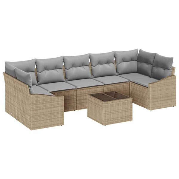 vidaXL Ensemble de canapés beige et gris clair 55 x 55 x 37 cm en résine tressée
