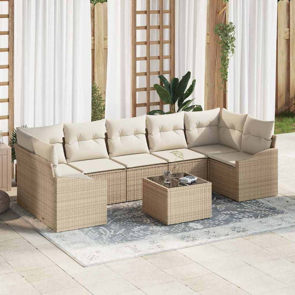 vidaXL Sofa Set with Cushions Beige and Cream 55 x 55 x 37 cm Poly Rattan