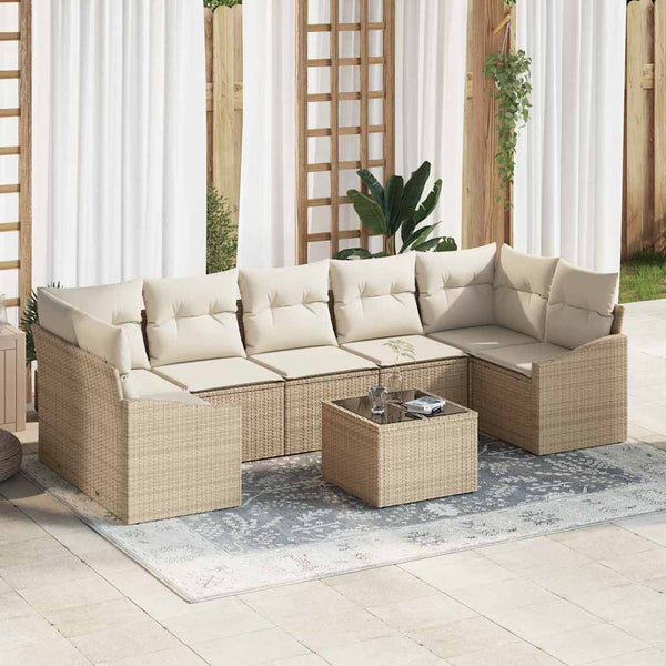 Poly Rattan Sofa Set mit Kissen