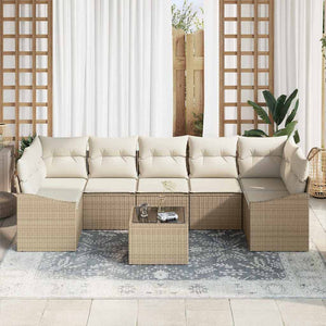 Poly Rattan Sofa Set mit Kissen