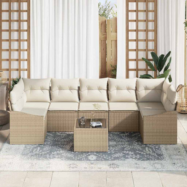 Poly Rattan Sofa Set mit Kissen