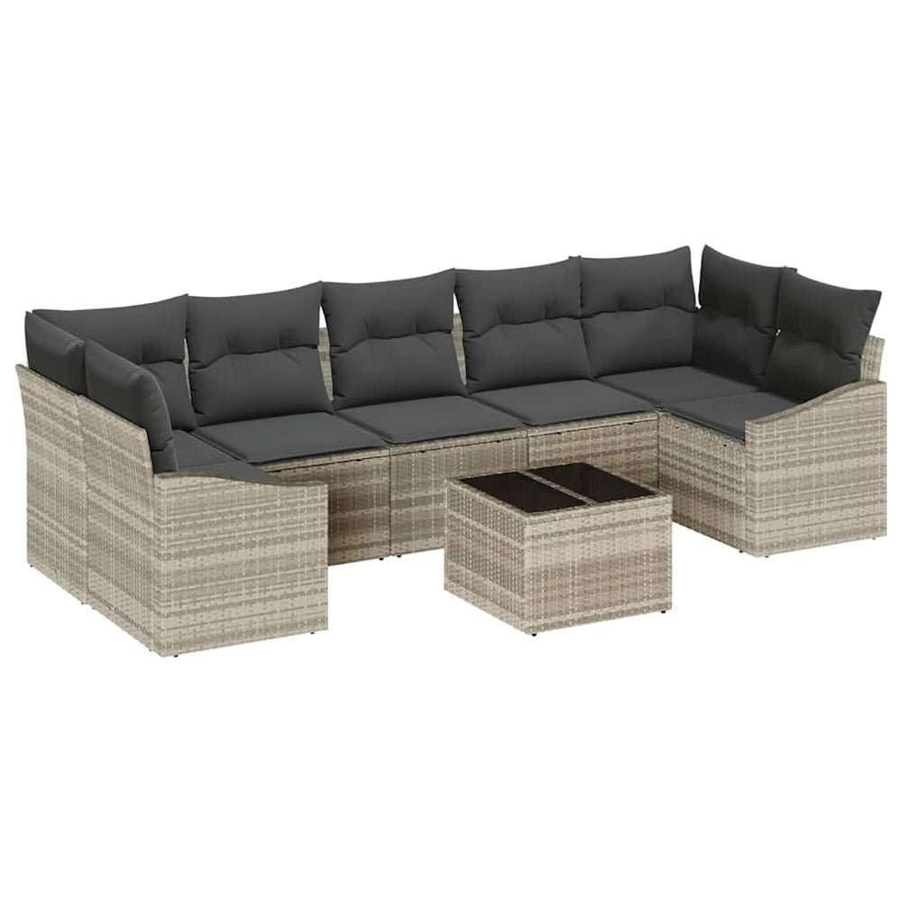 vidaXL Sofa Set with Cushions Light Gray 55 x 55 x 37 cm Poly Rattan
