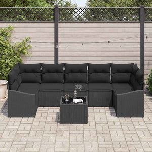 vidaXL Salon de jardin avec coussins Noir 55 x 55 x 37 cm Résine tressée