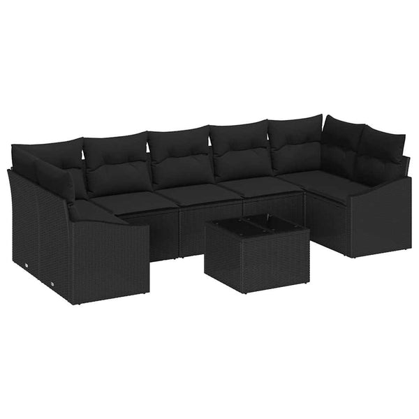 vidaXL Salon de jardin avec coussins Noir 55 x 55 x 37 cm Résine tressée
