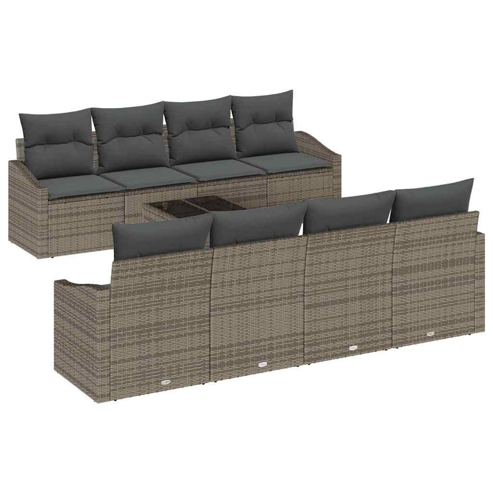 vidaXL Ensemble de canapés avec coussins 9 pcs Gris Résine tressée