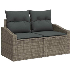 Poly Rattan Sofa Set Grau mit Kissen 9-teilig